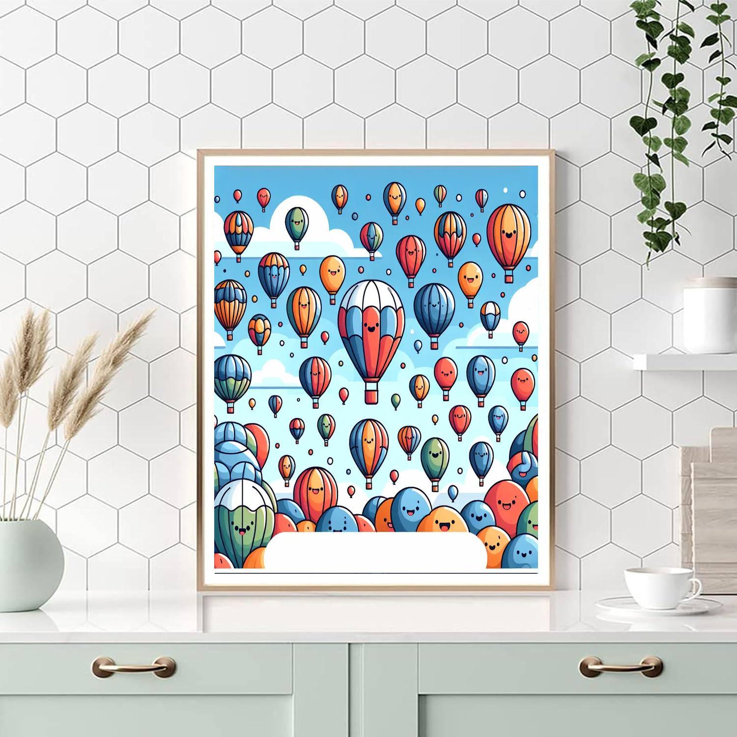 Bubbling Hot Air Balloons Number Painting