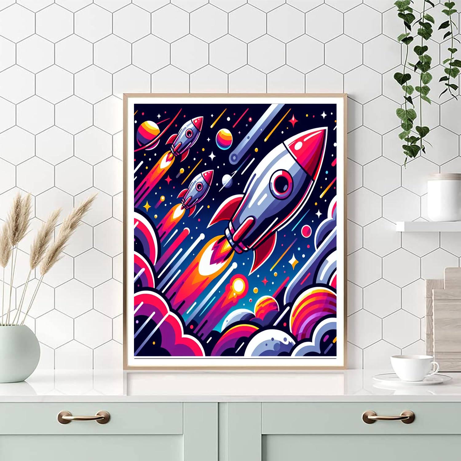 Space Rocket Racers Paint By Number
