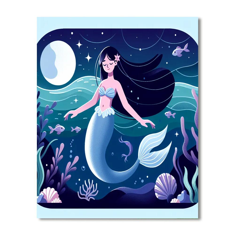 Moonlit Mermaid Marvel Number Painting