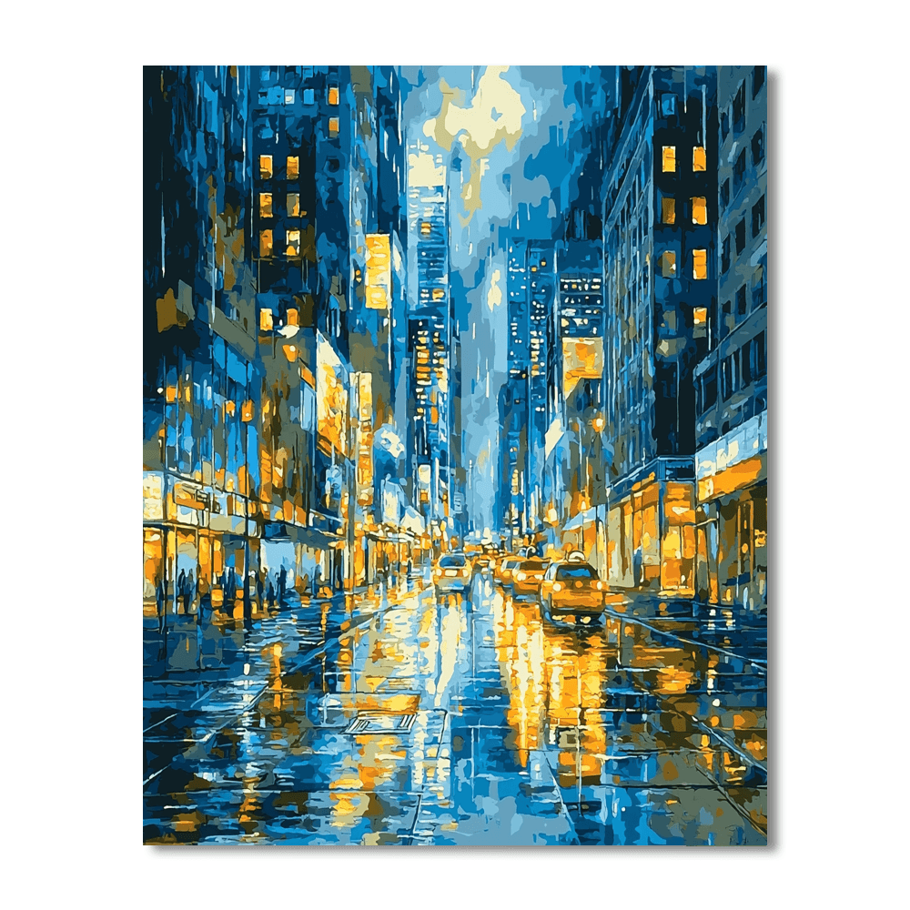 Edward Hopper Inspired City Lights In The Rain  Paint By Numbers Kits