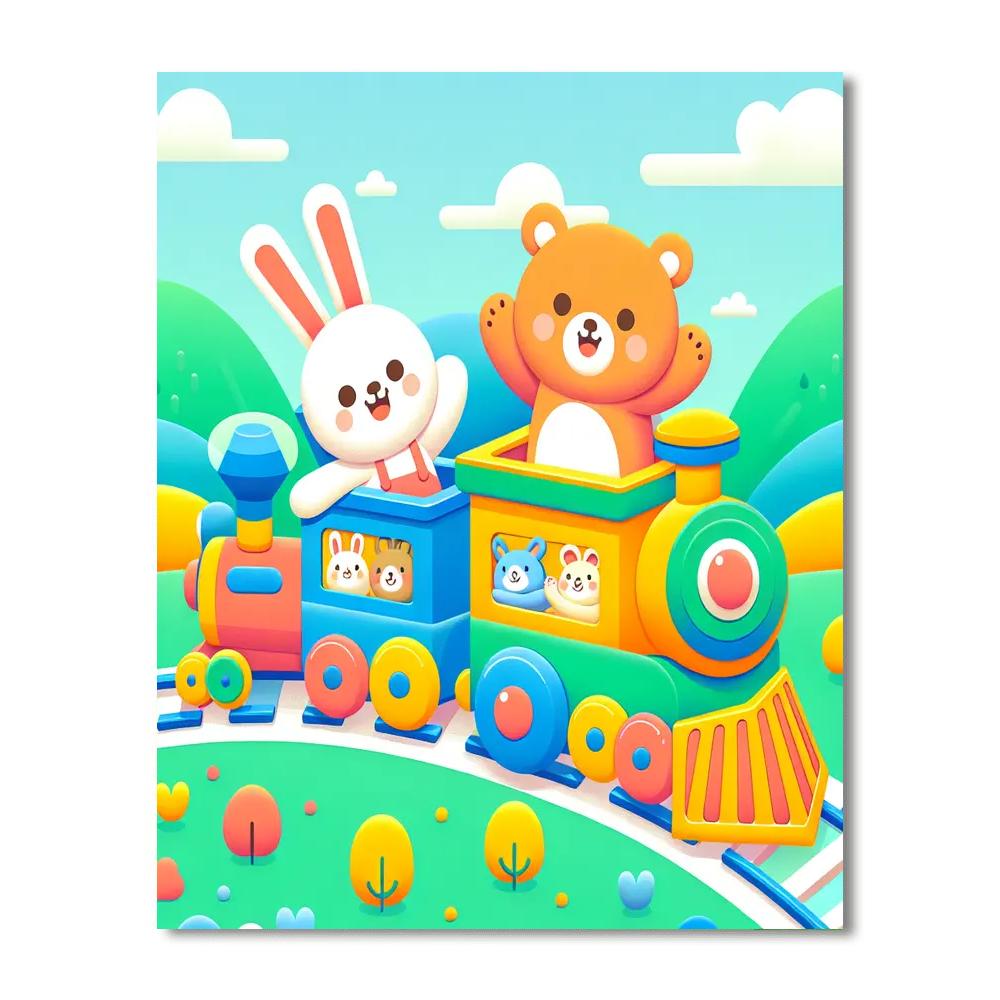 Colorful Adventure Train DIY Paint By Numbers