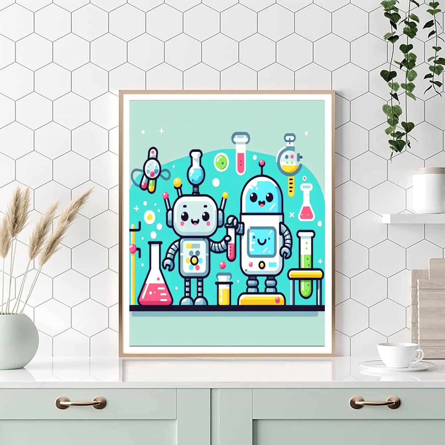 Robot Lab Scientists Numbered Painting Kits