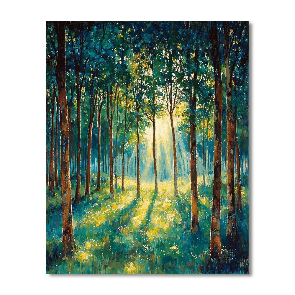 Georges Seurat Inspired Mystic Forest Glimmers  Paint By Numbers Art