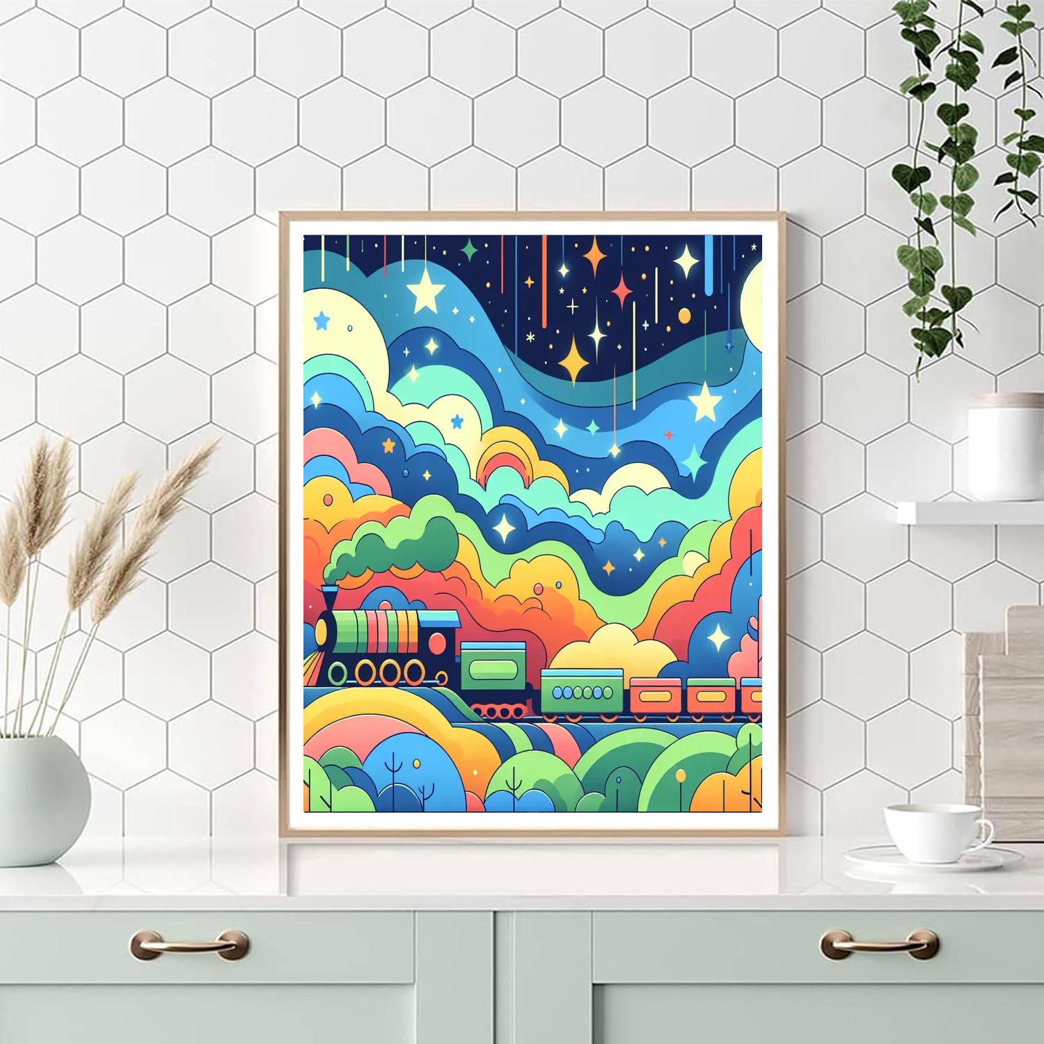 Dreamland Train Ride Number Painting