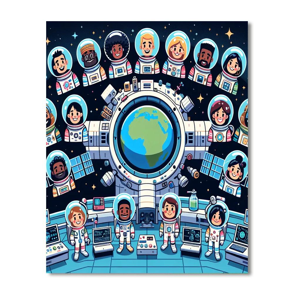 Creative Space Station Crew Painting By Numbers Kit