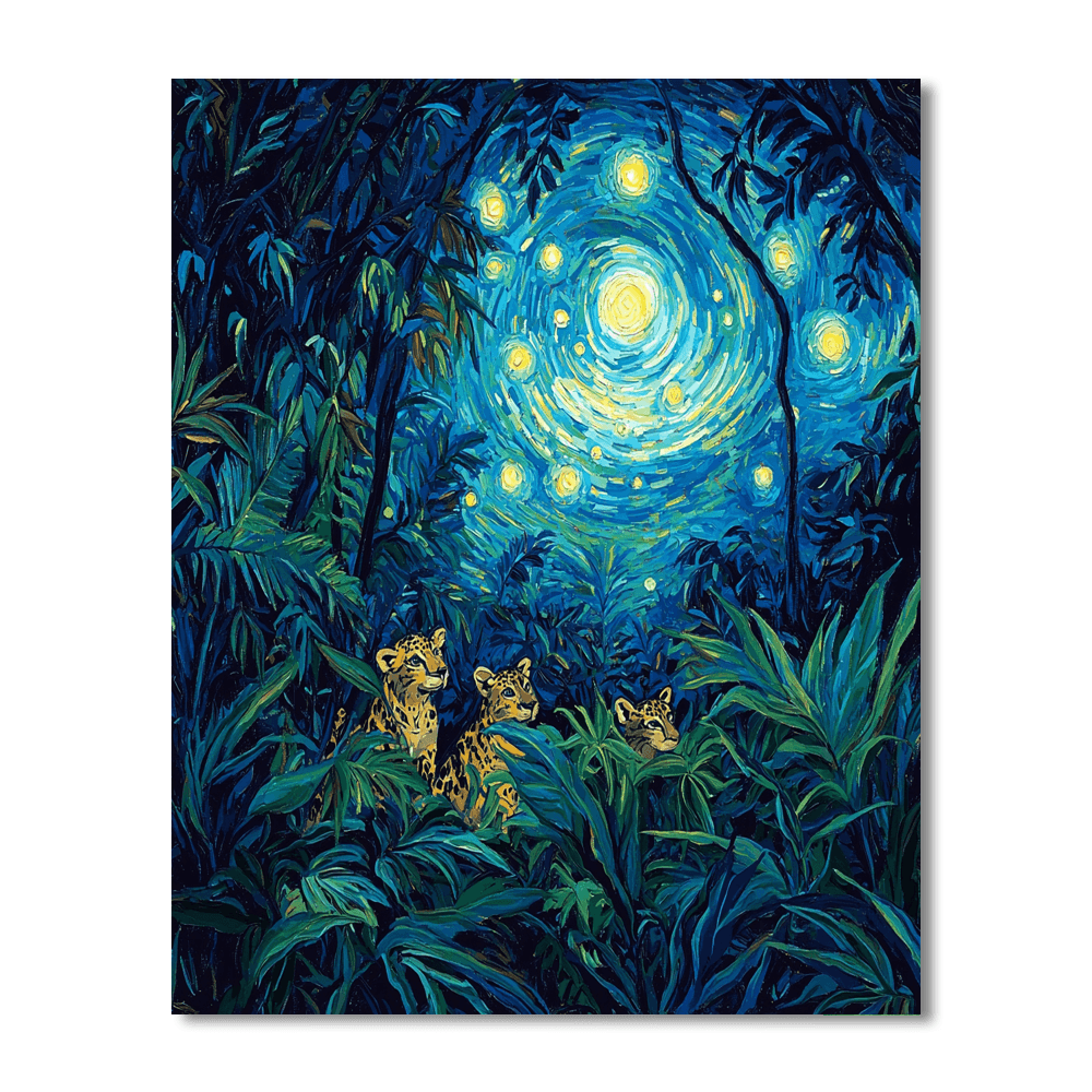 Vincent Van Gogh Inspired Starry Jungle Night  Painting By Numbers Kit
