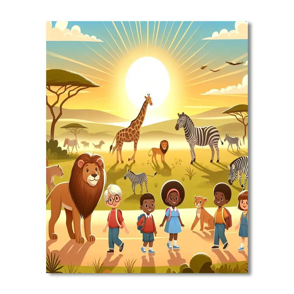 Sunrise Safari Excursion Paint By Numbers Art