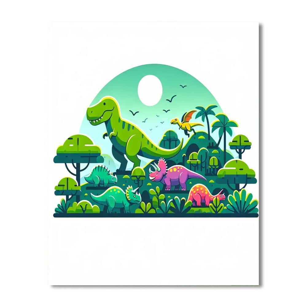 Dinosaur Jungle Trek DIY Paint By Numbers