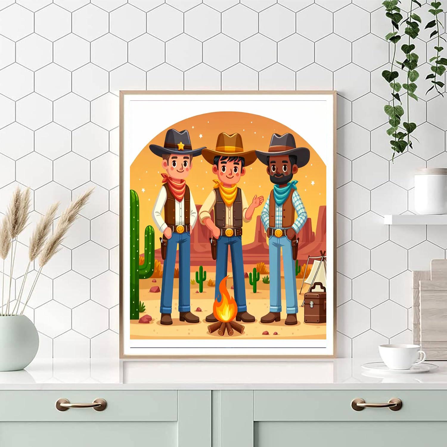 Wild West Cowboy Camp DIY Paint By Numbers