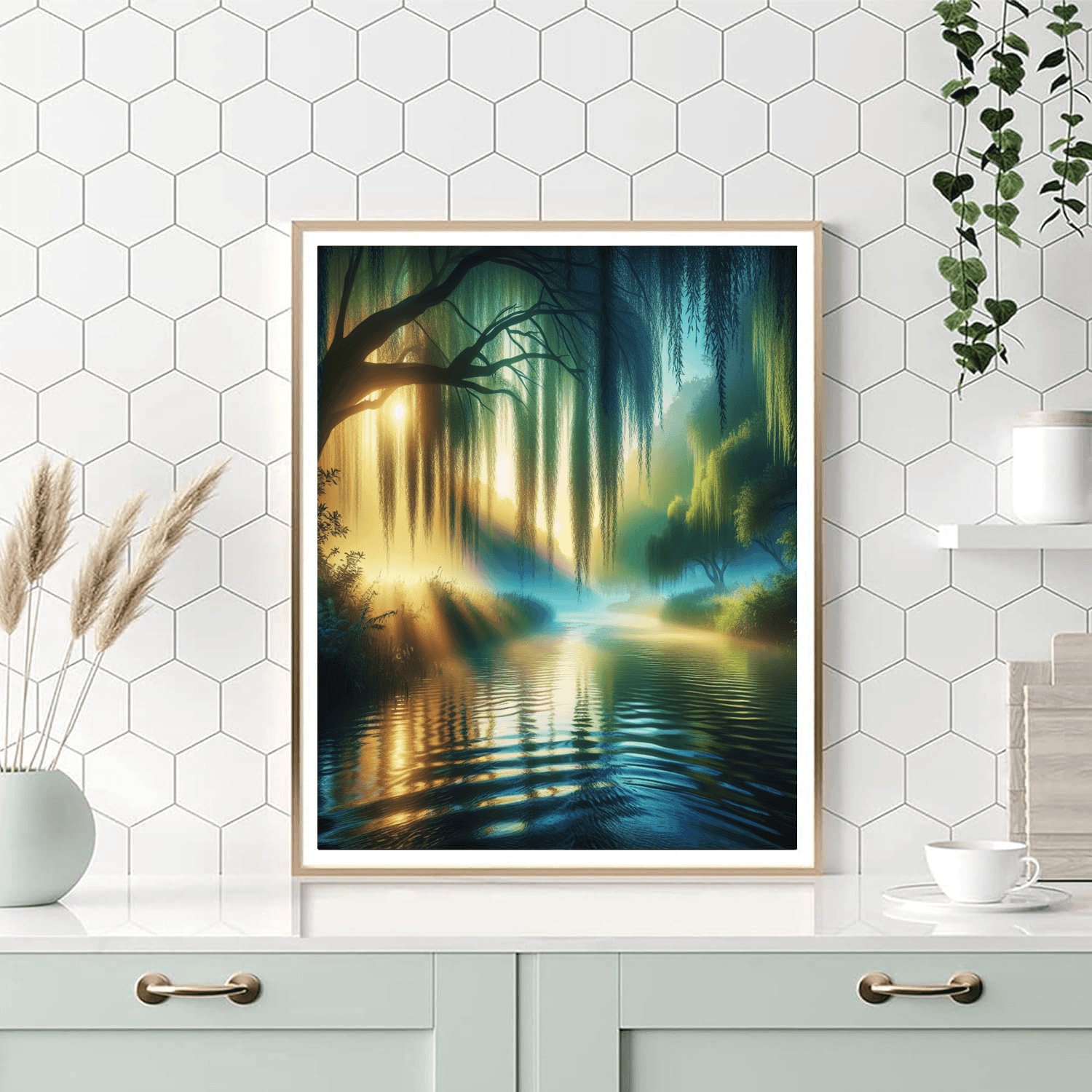 Serene Riverbank Escape Number Painting