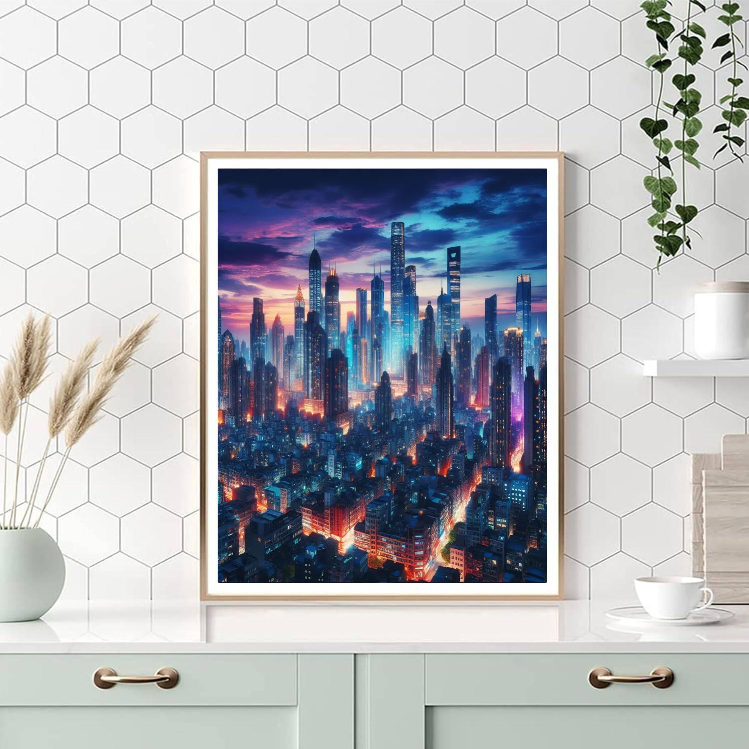 Cityscape Twilight Glow Painting Number Kit