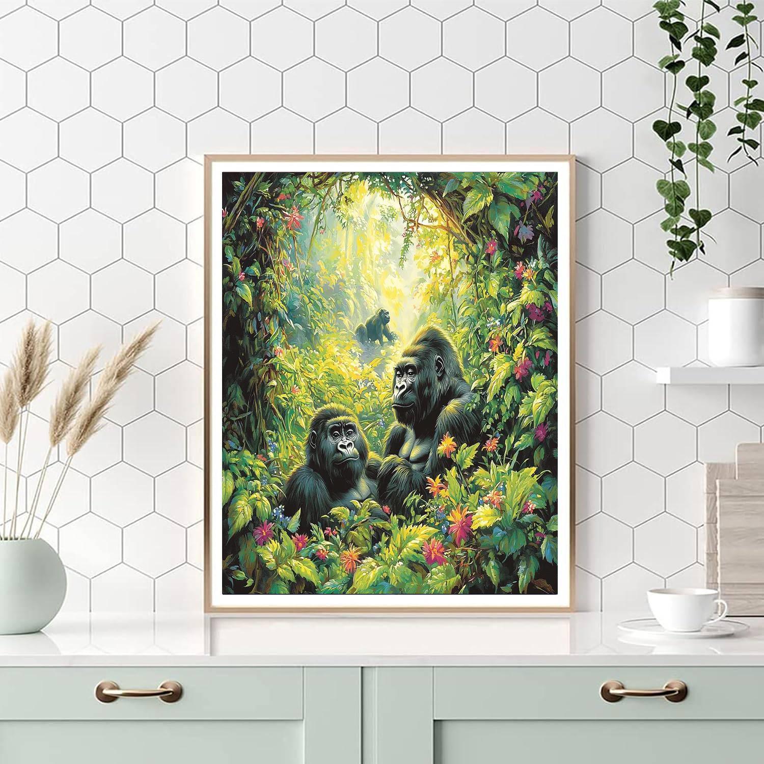 Gorilla Trekking In Rwanda Painting Number Kit