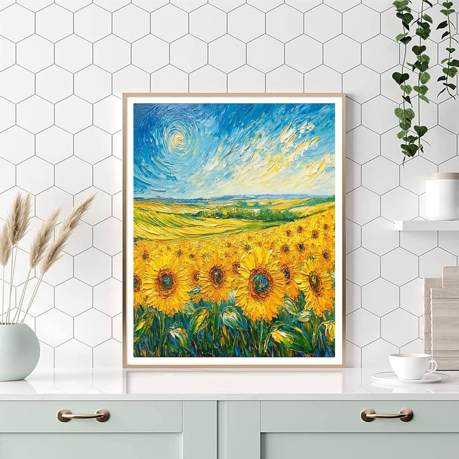 Vincent Van Gogh Inspired Captivating Sunflower Field  Paint By Numbers Kits