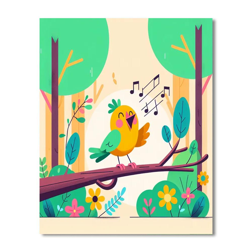 Chirpy Bird's Forest Concert Paint By Color