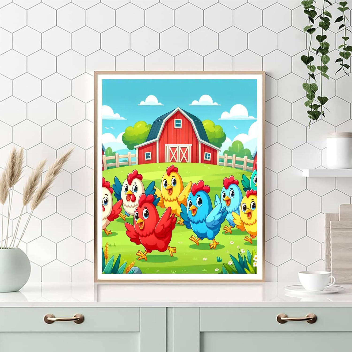 Cheerful Chickens Paint By Numbers Art