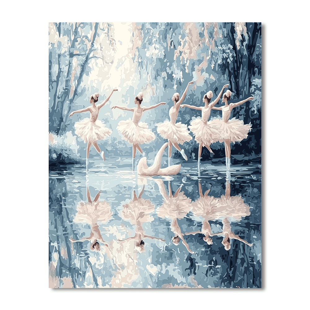 Edgar Degas Inspired Elegant Swan Lake Ballet  Paint By Color