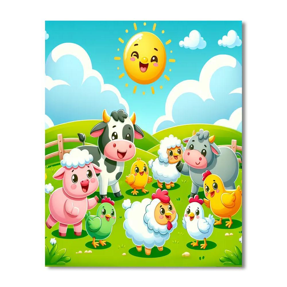 Funny Farm Friends Number Painting