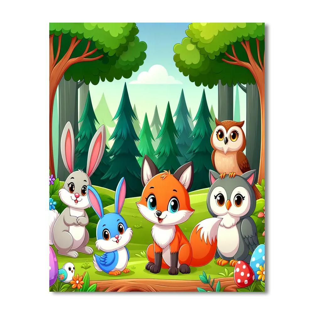 Cute Critters In The Woods Paint By Color