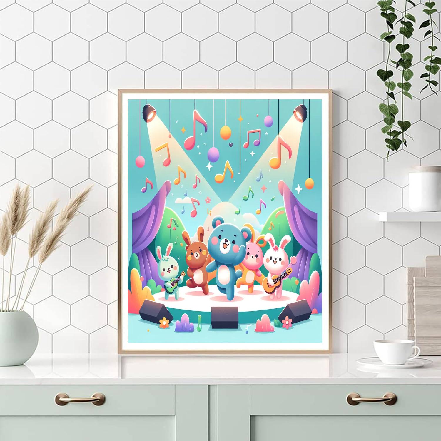 Dancing Animal Party Number Painting