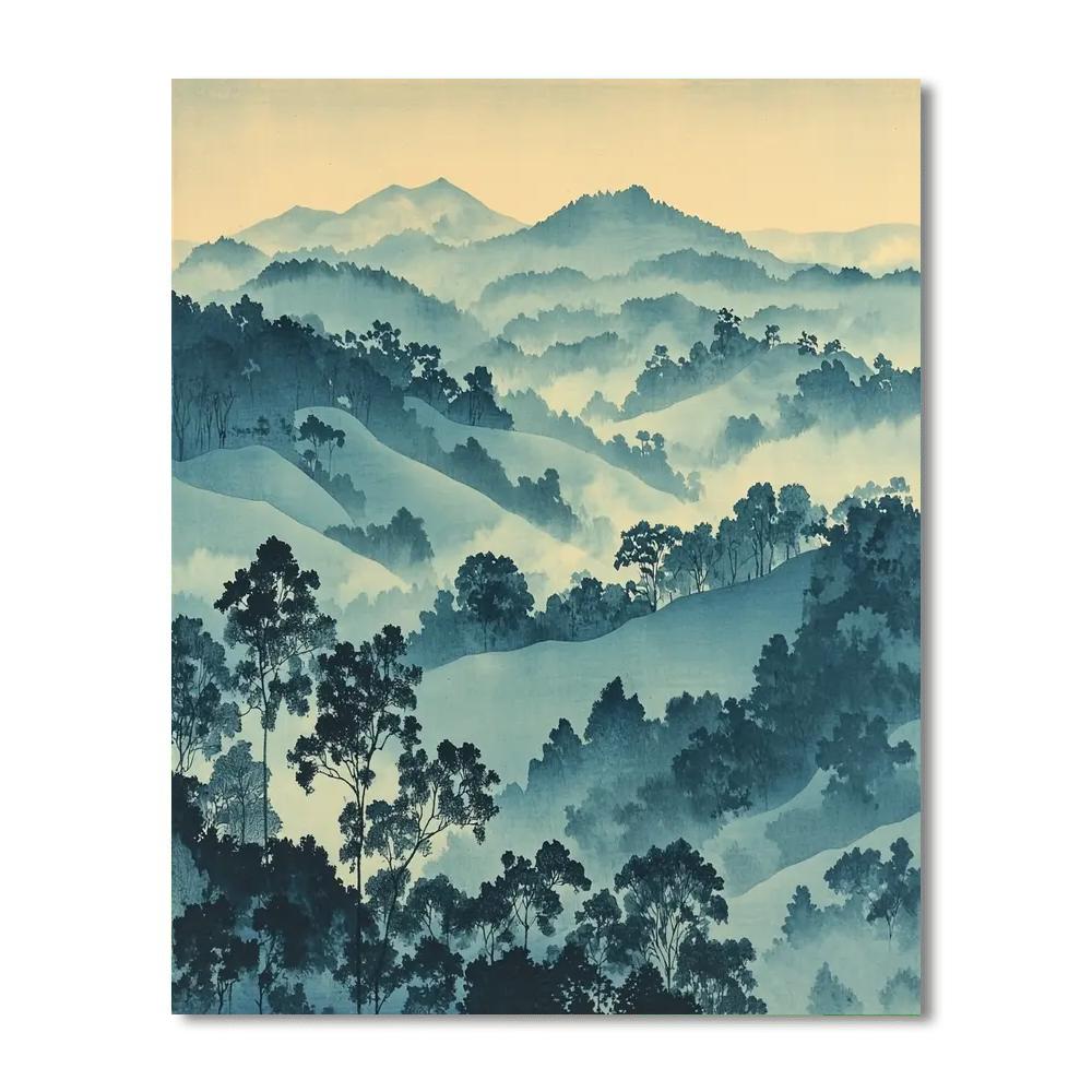 Utagawa Hiroshige Inspired Mystic Fog  Paint By Numbers Art