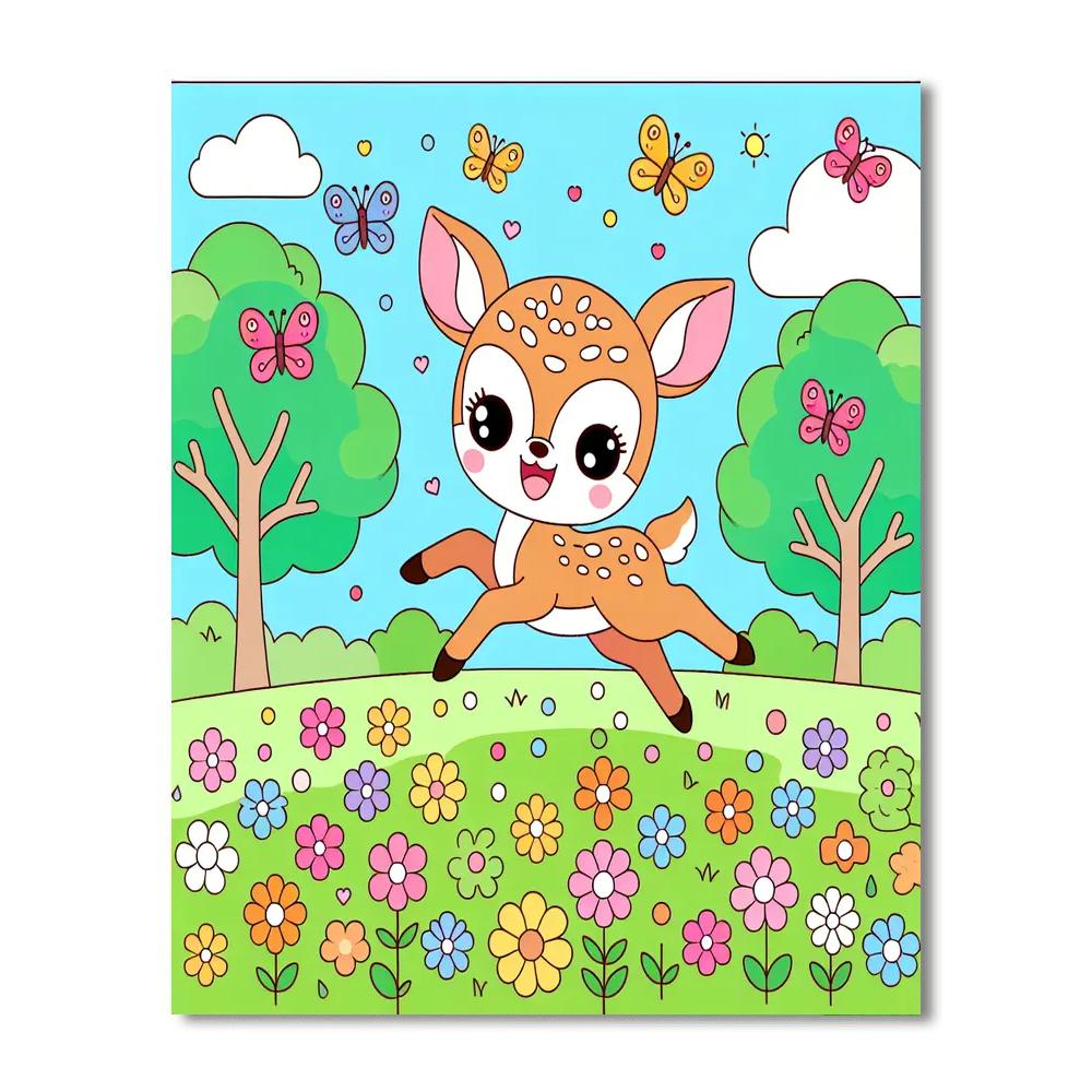 Frolicking Fawn's Meadow Painting By Numbers Kit