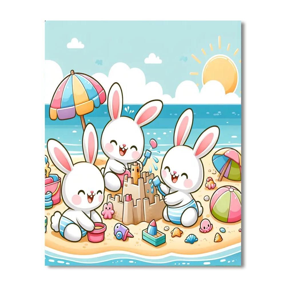 Charming Beach Bunnies Numbered Painting Kits