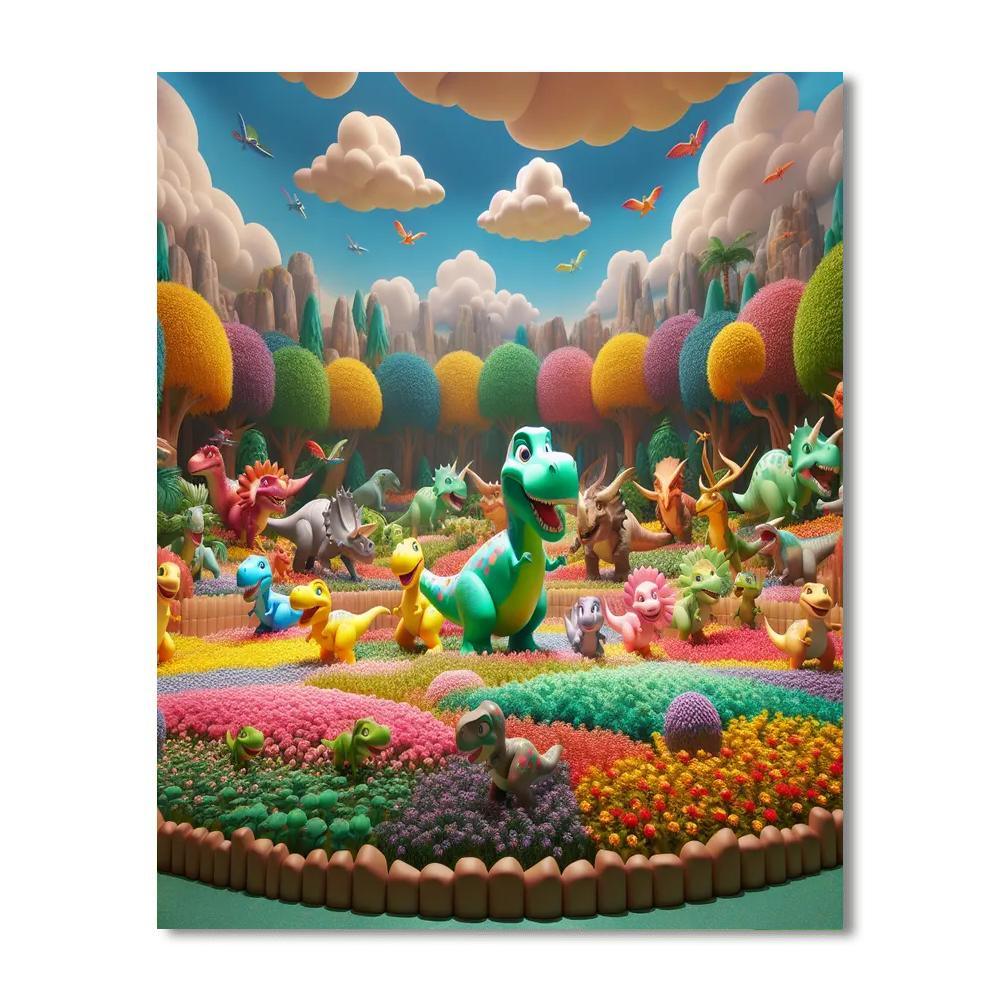 Whimsical Dinosaur Kingdom Numbered Painting Kits