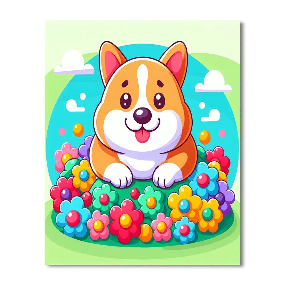 Cheerful Corgi Paint By Color