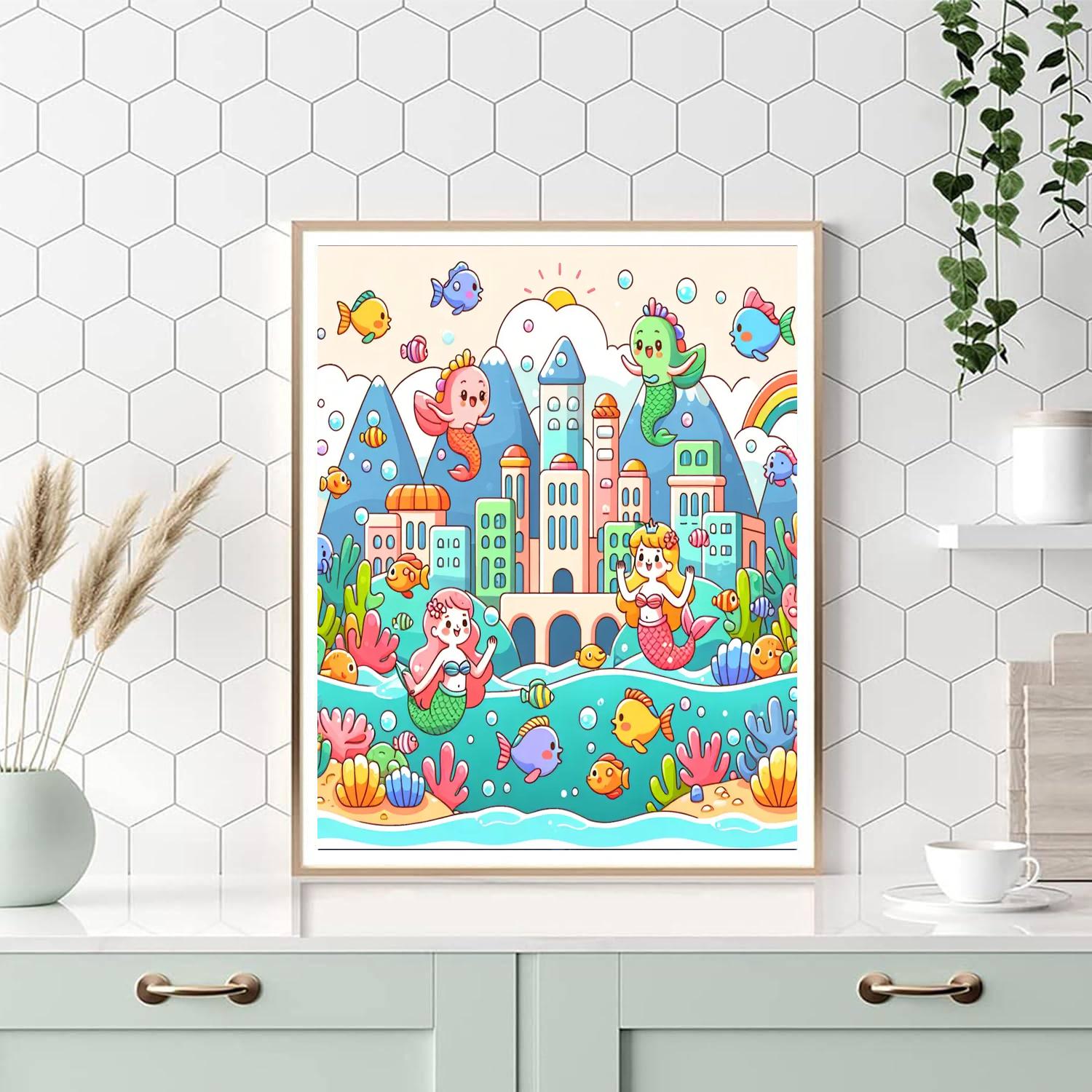 Charming Underwater City Paint By Numbers Art
