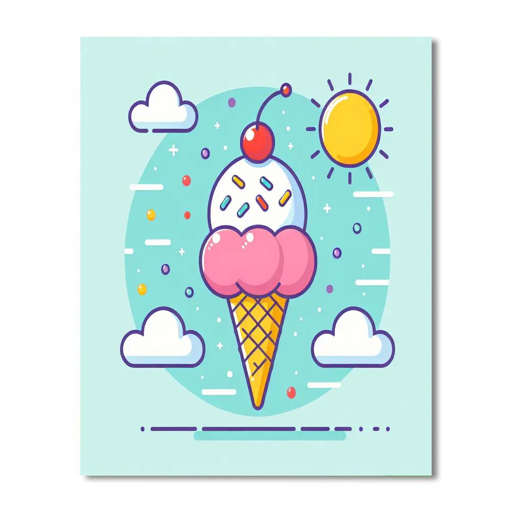 Sparkly Ice Cream Painting Number Kit