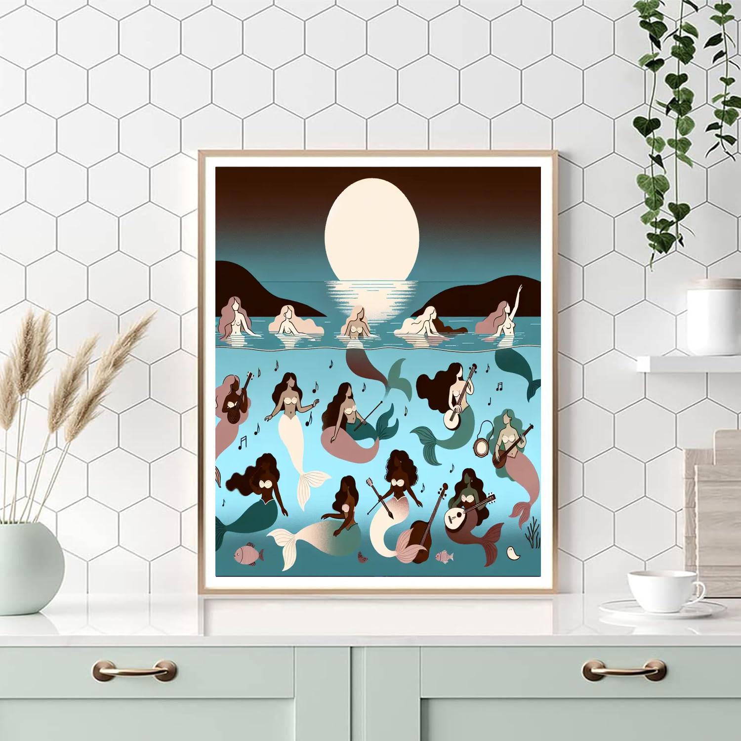 Moonlit Mermaid Lagoon Numbered Painting Kits