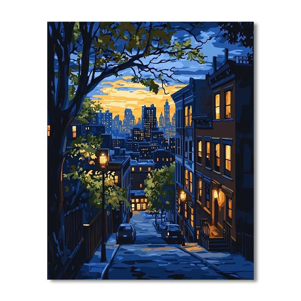 Edward Hopper Inspired Luminous City  Painting By Numbers Kit