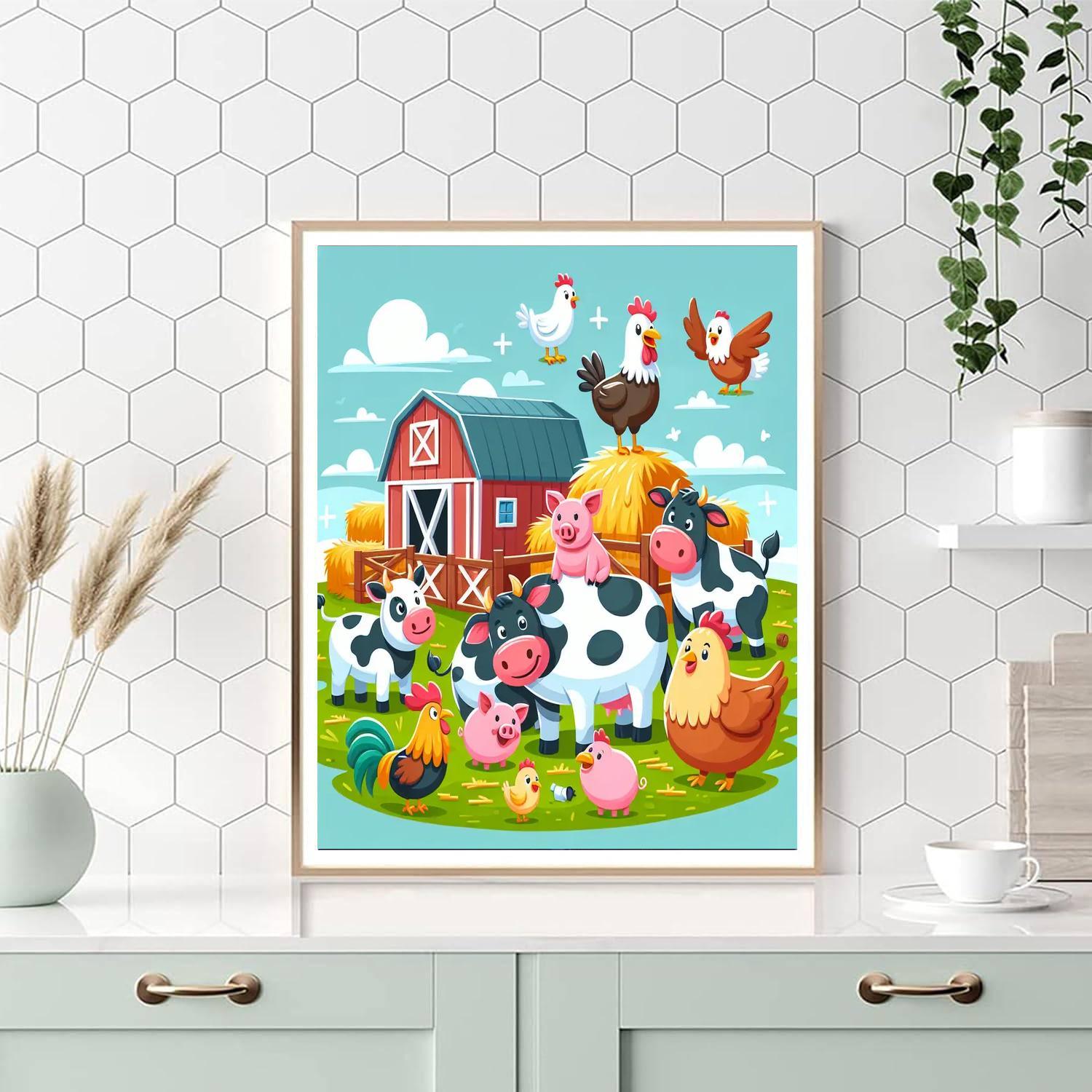 Farm Animal Frolic Numbered Painting Kits