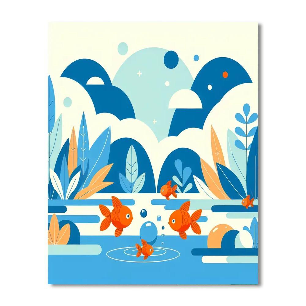 Glistening Goldfish Garden Number Painting