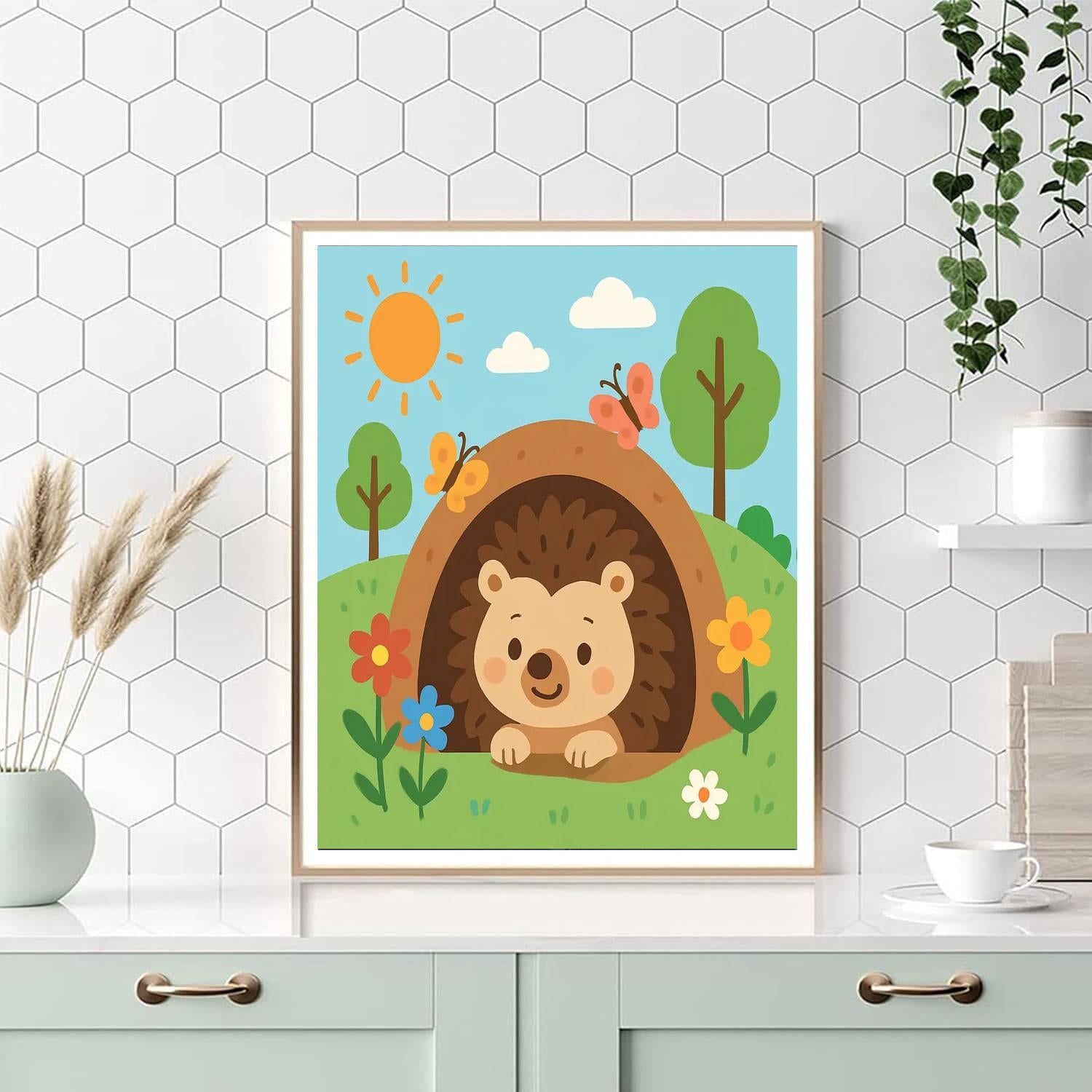Adorable Hedgehog Home Numbered Painting Kits