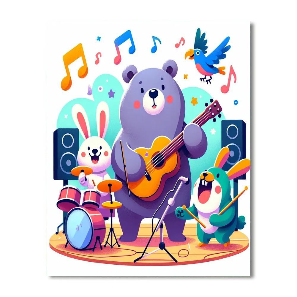 Funky Animal Rock Band Paint By Numbers Art