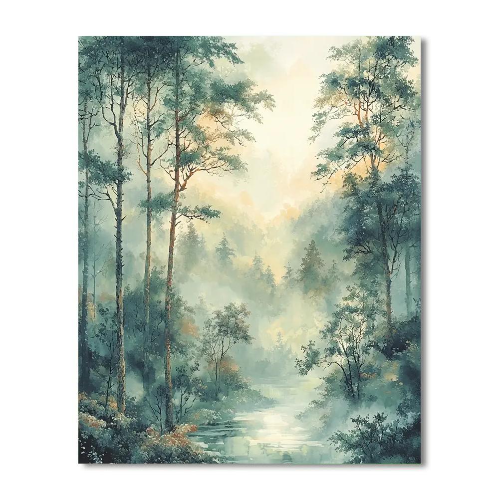 Zhao Mengfu Inspired Echoes Of The Quiet Woods  Paint By Color