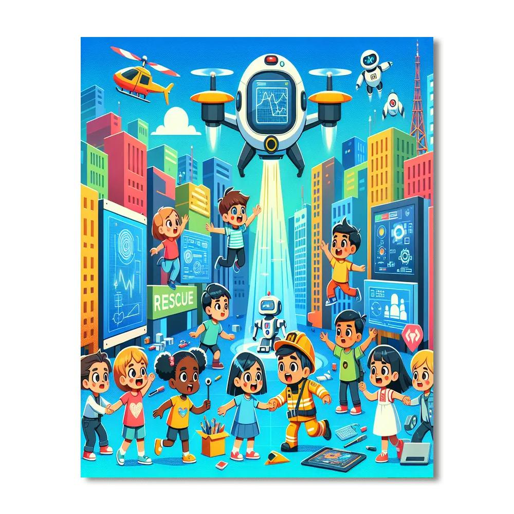 Robot City Rescue Painting Number Kit