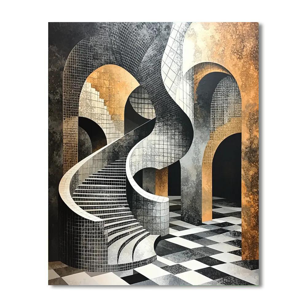 M.C. Escher Inspired Mathematical Harmony  Paint By Number