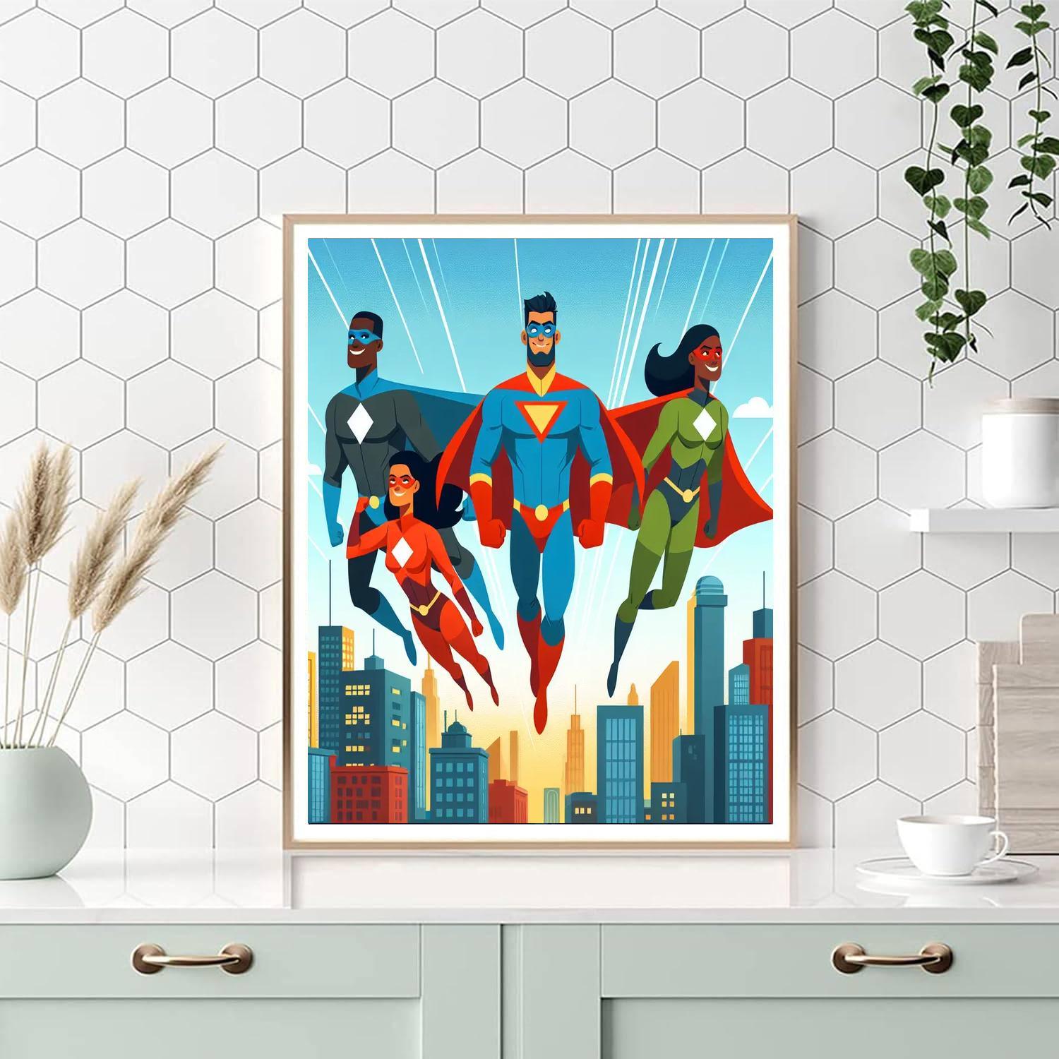 Superhero Skyline Adventure Paint By Number