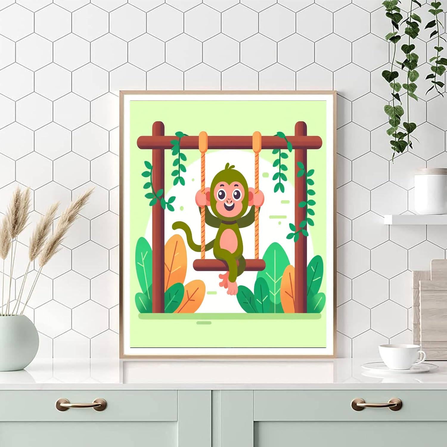 Playful Monkey's Jungle Gym Numbered Painting Kits