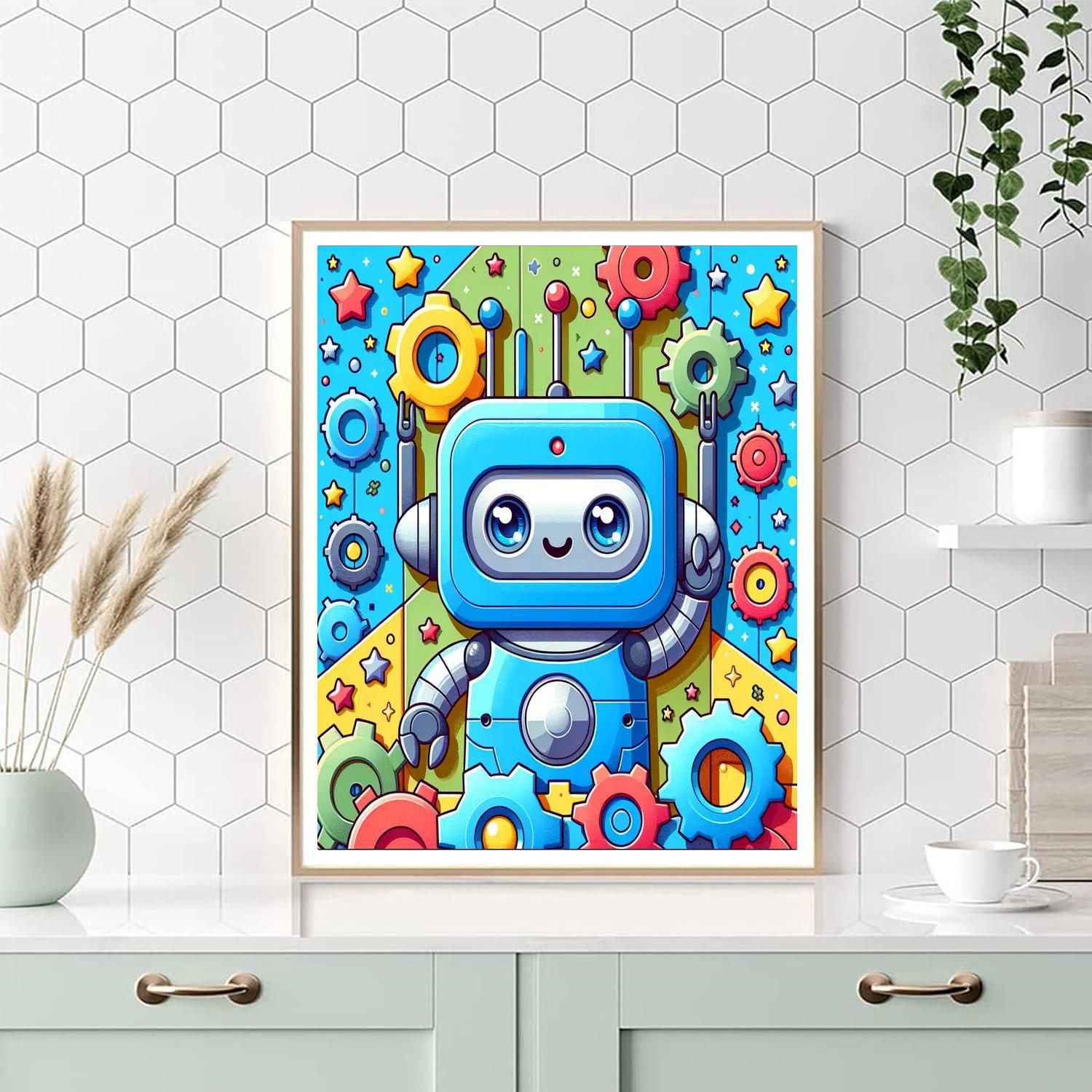 Joyful Little Robot DIY Paint By Numbers