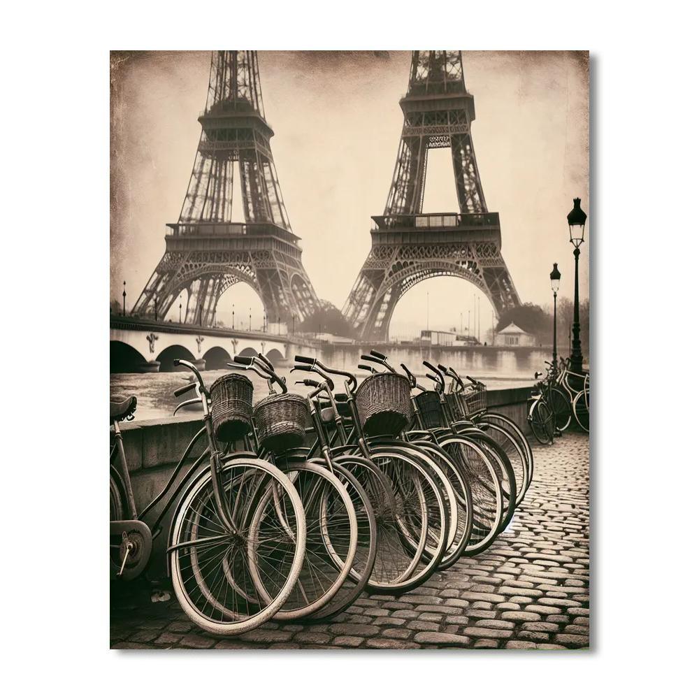 Vintage Bicycles In Paris Paint By Numbers Art