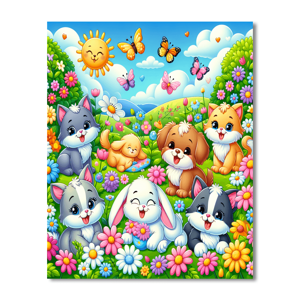 Cuddle Up With Pets Paint By Numbers Art