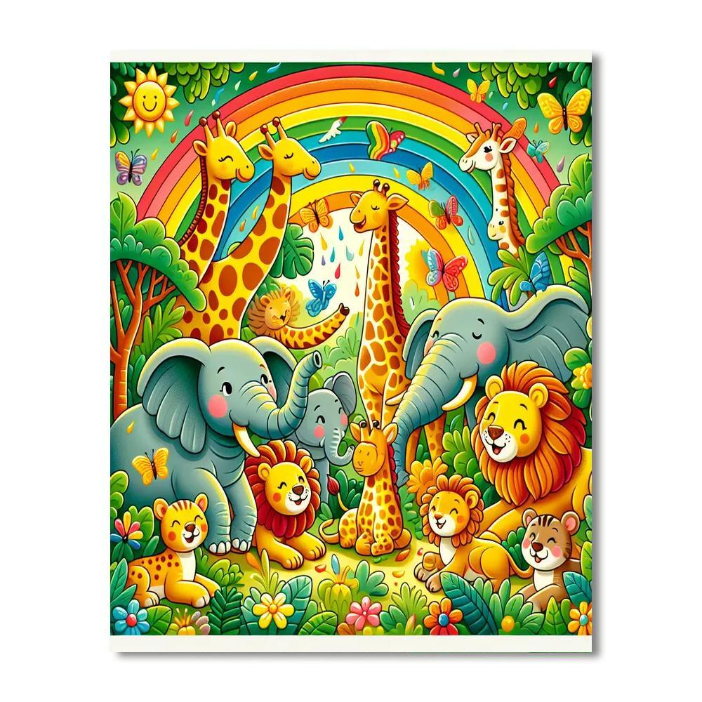 Bright Rainbow Safari Numbered Painting Kits