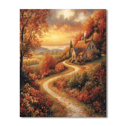 Thomas Kinkade Inspired Autumn In The Countryside  Painting By Numbers Kit
