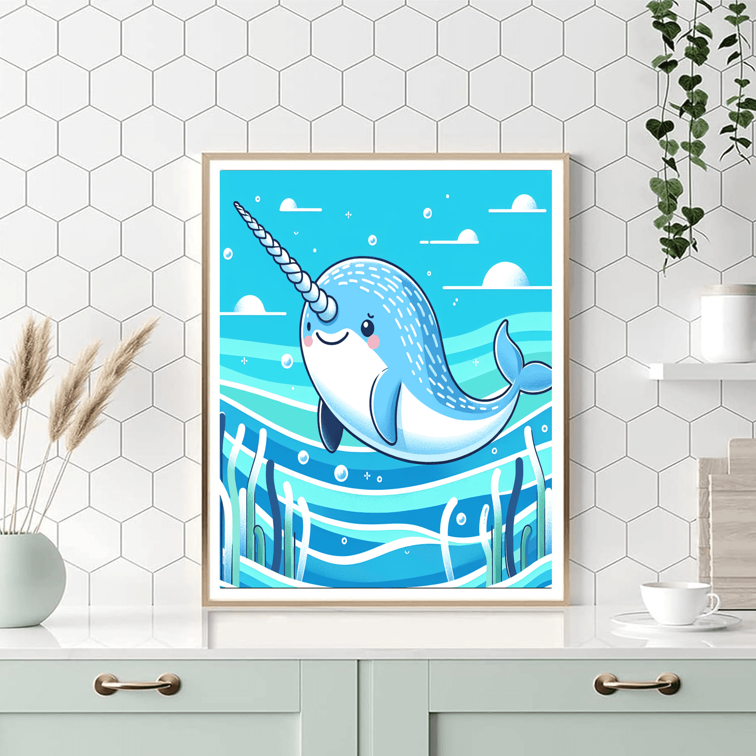 Cute Narwhal Number Painting