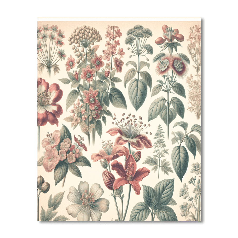 Vintage Botanical Prints Number Painting