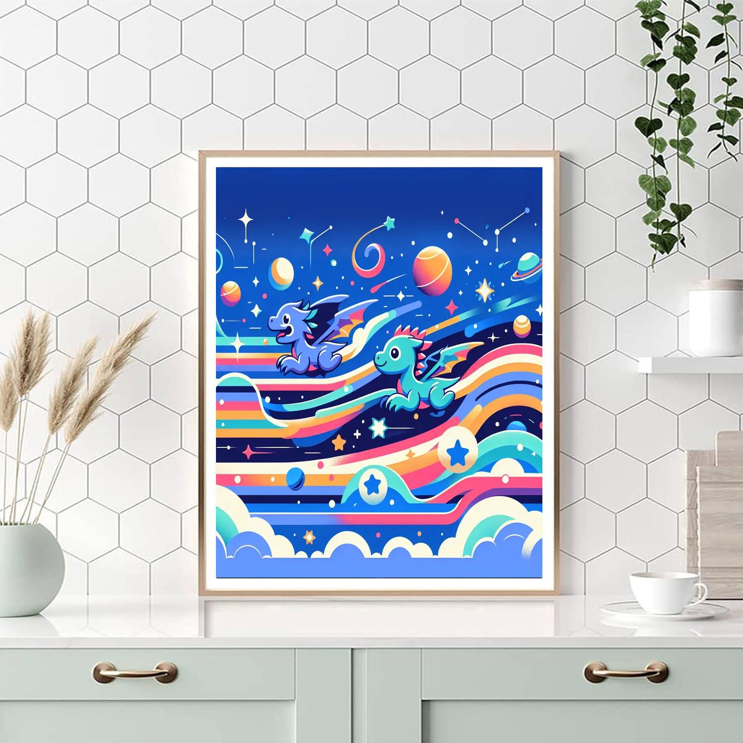 Dragon's Cosmic Race Number Painting