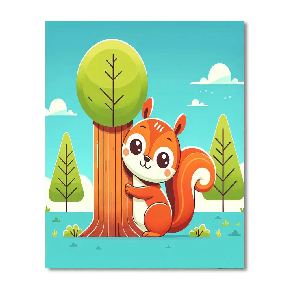 Cheeky Squirrel Hide-and-seek Painting Number Kit